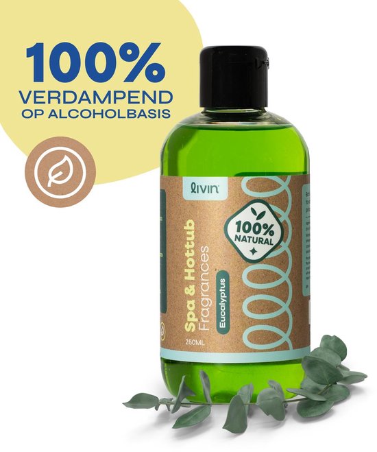 Fles groen spa geur eucalyptus, 250 ml, 100% verdampend op alcoholbasis.