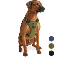 Jake and Jacky Hondentuigje - Anti-Trek Tuig - Hondenharnas - Y Tuig Hond - Reflecterend - Groen - Maat L