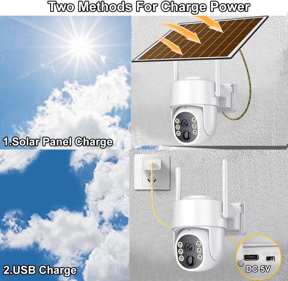 5MP Wifi Solar Beveiligingscamera Buiten – Draadloos met Zonnepaneel – 360° PTZ – Kleur Nachtzicht – Bewegingsdetectie – IP65 Waterdicht – Tuya Smart – Batterij Camera Outdoor – foto 5