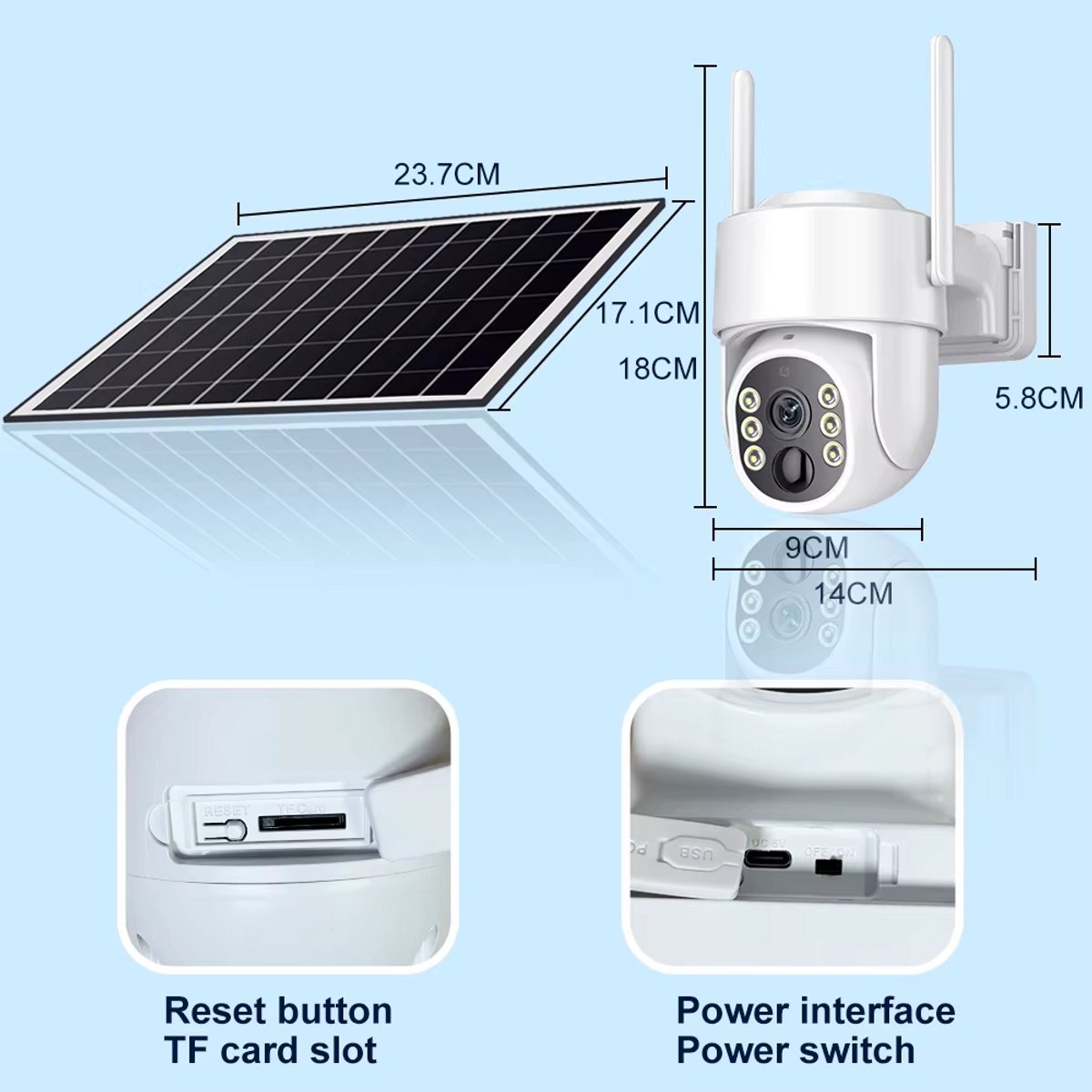 5MP Wifi Solar Beveiligingscamera Buiten – Draadloos met Zonnepaneel – 360° PTZ – Kleur Nachtzicht – Bewegingsdetectie – IP65 Waterdicht – Tuya Smart – Batterij Camera Outdoor – foto 8