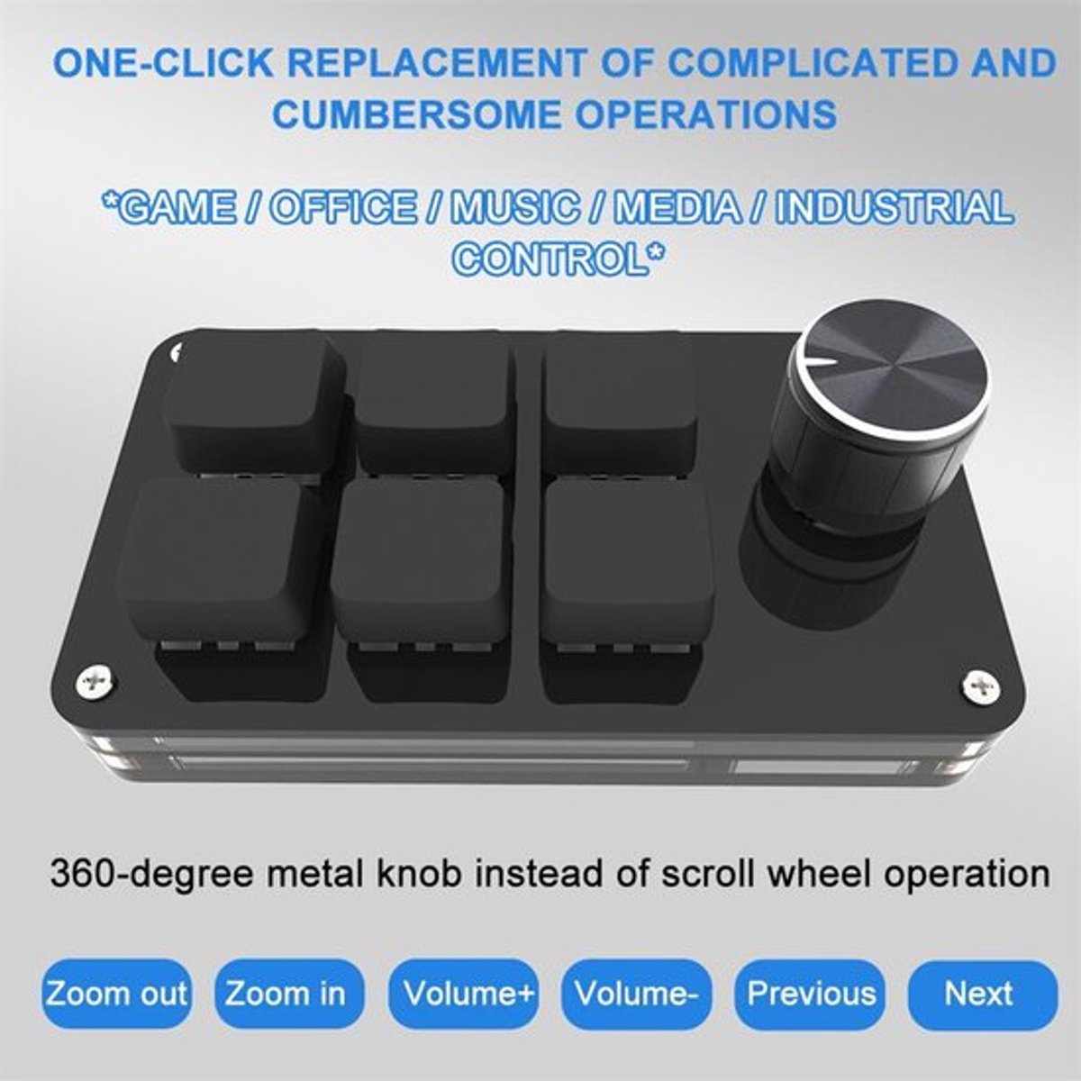 Mini-toetsenbord met 6 knoppen, programmeerbare toetsen, aangepaste sneltoetsen, mechanisch USB-toetsenbord-REWYTAZ thumbnail 3