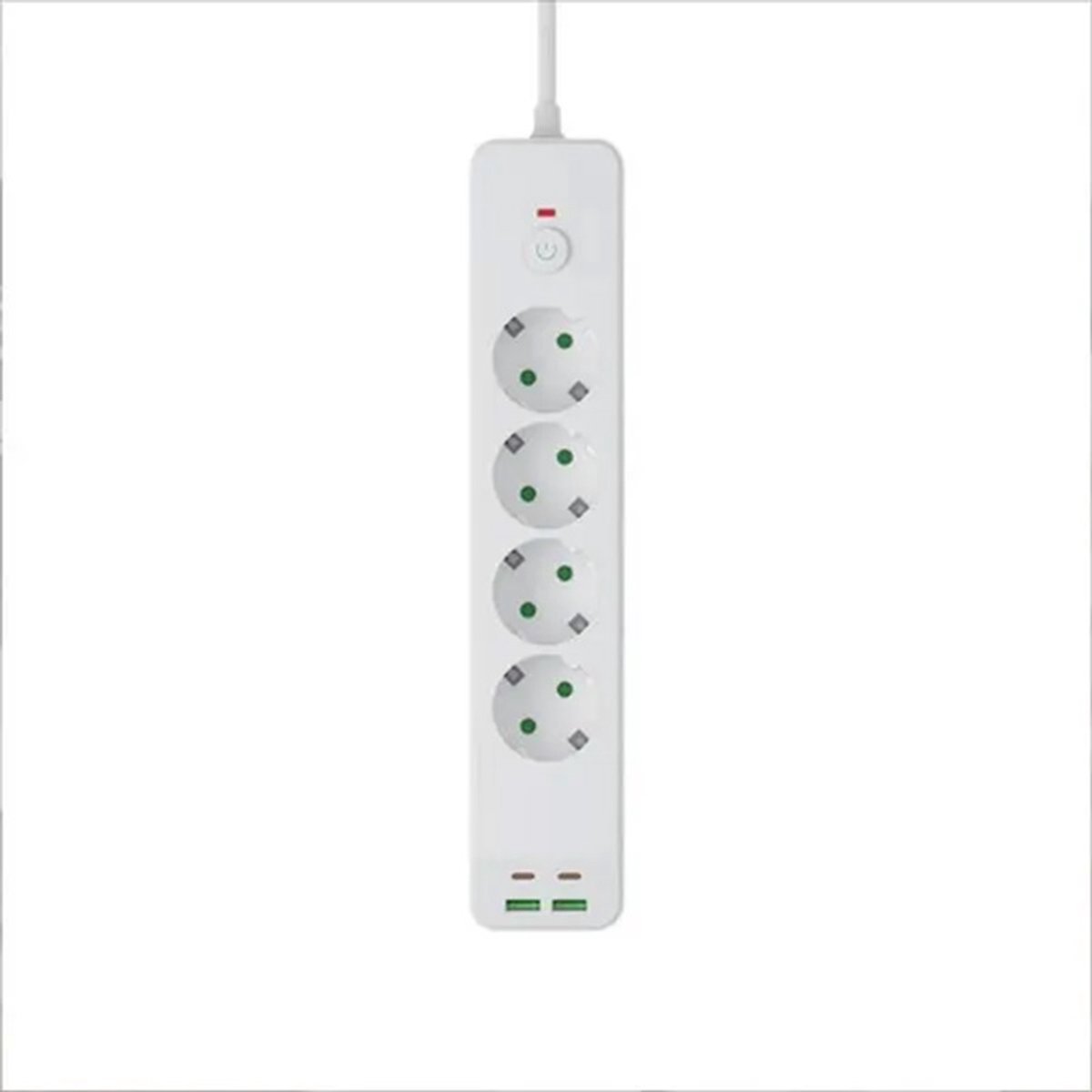 8-in-1 Stekkerdoos met USB-A & USB-C – 1,8 m – Overspanningsbeveiliging – Wit