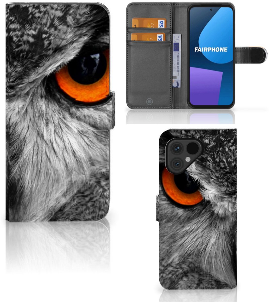 Fairphone 5 Telefoonhoesje met Pasjes Uil