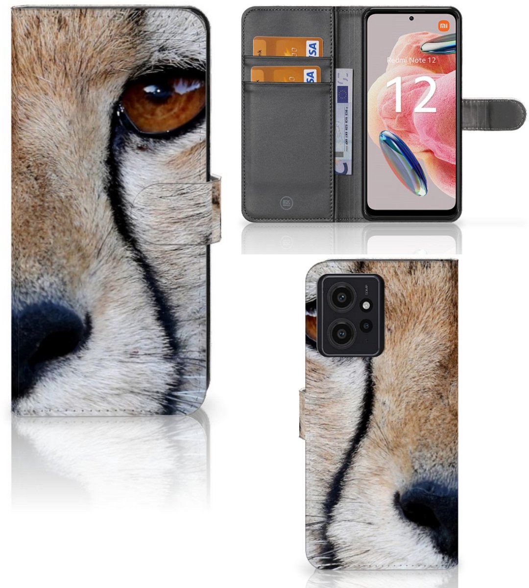 Xiaomi Redmi Note 12 4G Telefoonhoesje met Pasjes Cheetah