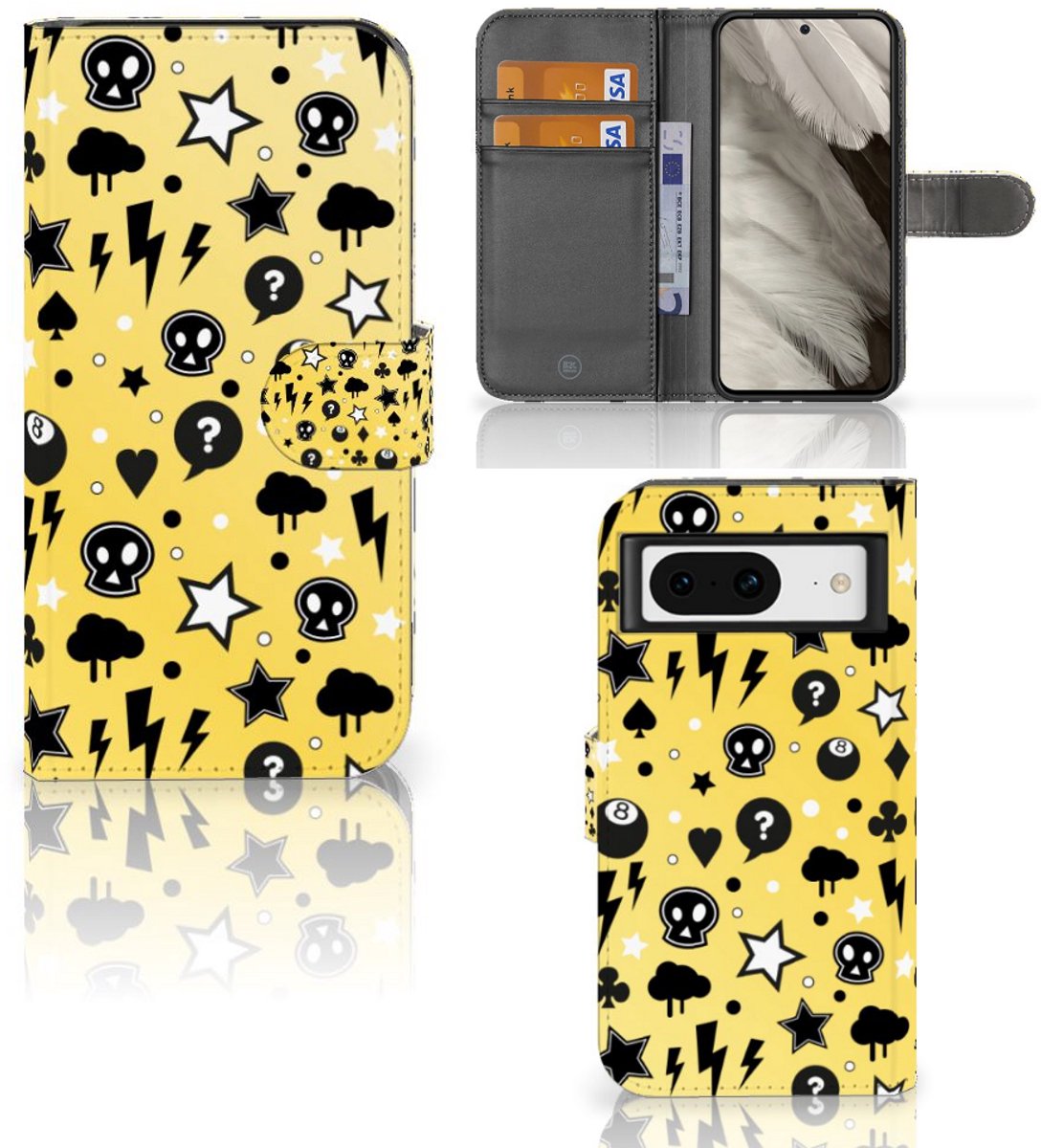Book Case voor Telefoonhoesje met Naam Google Pixel 8 Punk Geel
