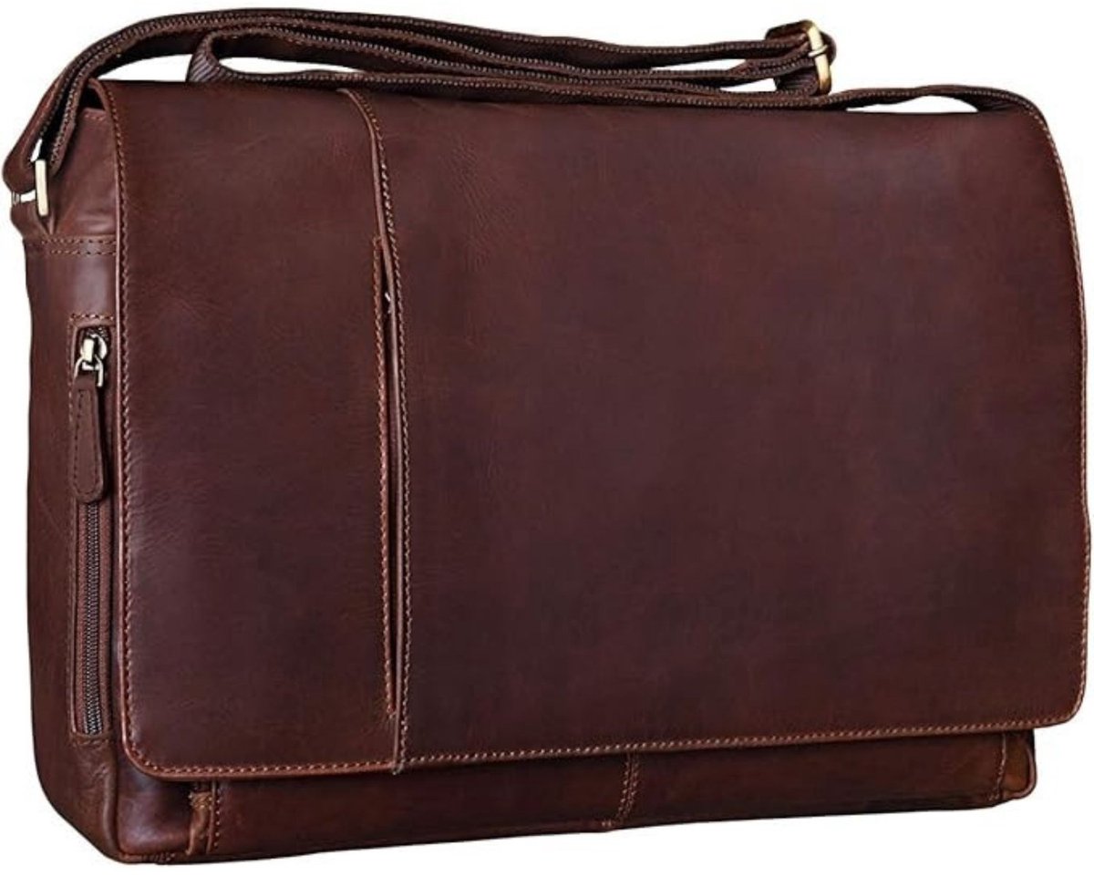 Leren Laptoptas - Laptoptas - Leren Tas - Luxe Leren Laptoptas - Werktas - Schoudertas - Business Tas - Leren Business Tas - 15,6 inch - Donkerbruin - van Imperatoris