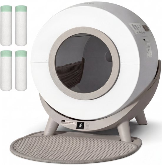 Revo-loo One - Automatische Kattenbak Zelfreinigend - Elektrische & Zelfreinigende Scoopfree Robot - 80L XXL - incl. Kattenbakmat, App & 4x Zakken