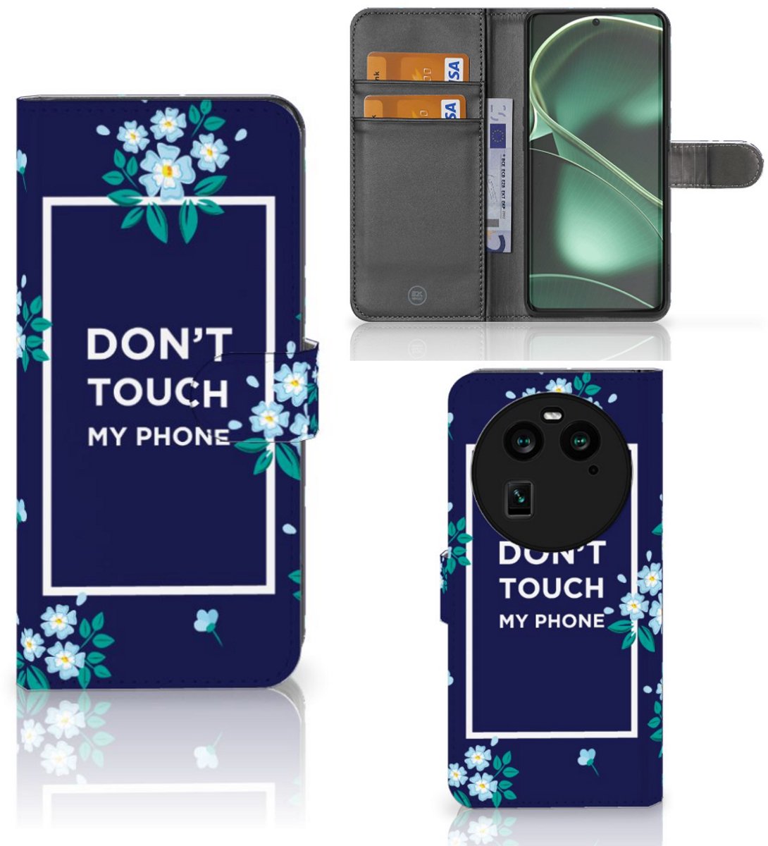 OPPO Find X6 Portemonnee Hoesje Flowers Blue DTMP