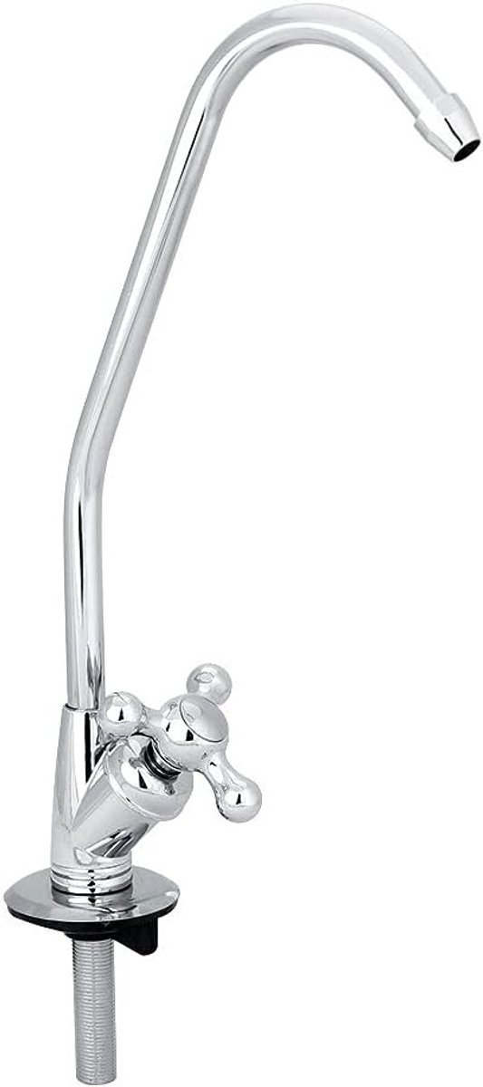 Waterfilter met Gooseneck - 1/4 Inch RVS Chroom Geplateerd, Omgekeerde Osmose Systeem en Snelle Aansluiting voor Keukenkranen, Drinkwaterfilter voor Gezond Water