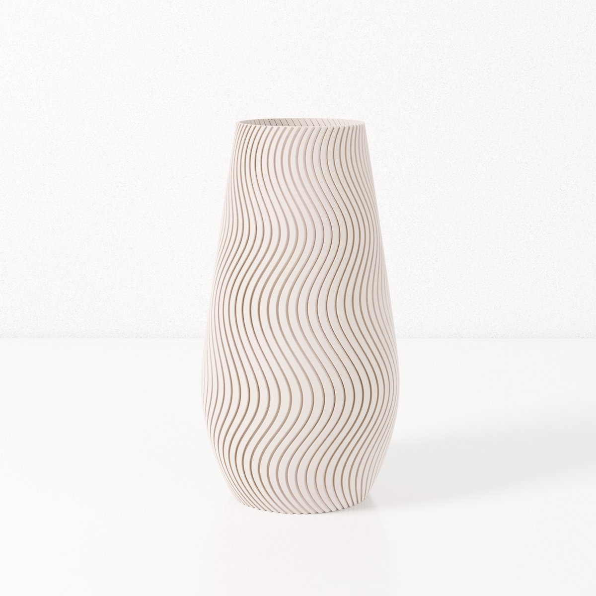 Fleuriek vaas SOFIA - Beige H50 cm - Grote smalle designvaas / vloervaas - Luxe blikvanger met golvend patroon