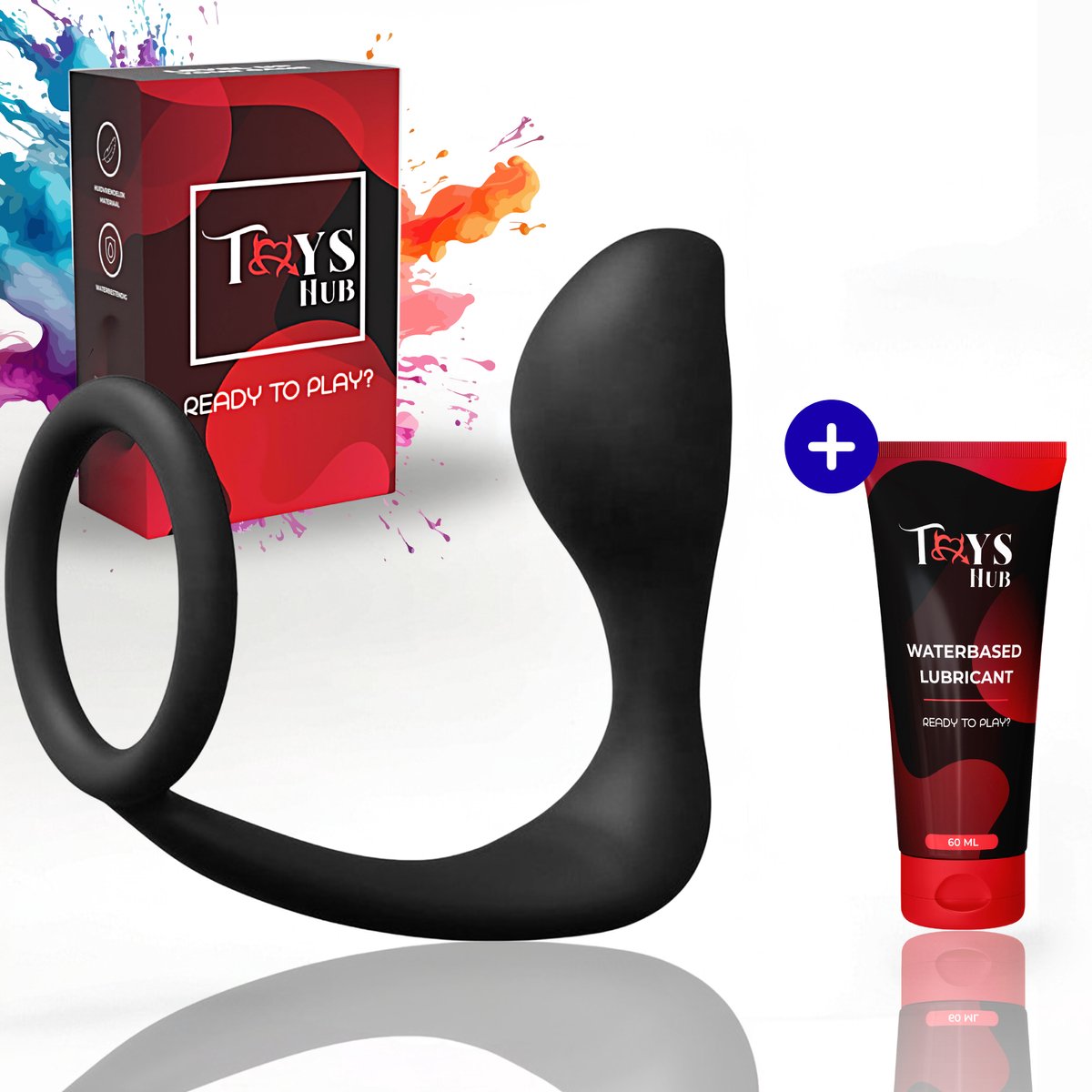 Toys Hub® Prostaat Stimulator met Glijmiddel & Opbergzakje – Cockring - Dubbele Stimulatie – P-spot & G-spot – Sex Toys Couples & Mannen – Anaal Dildo – Anaal Plug