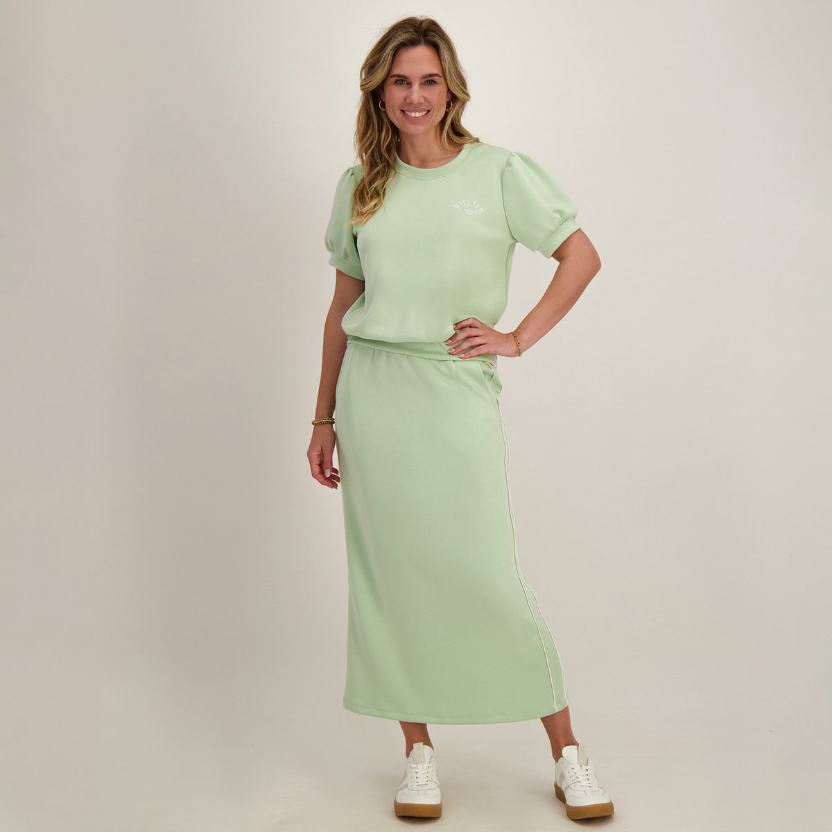Je m'appelle Dames Rok Met stretch - Groen - Maat S