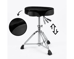 Drumkruk Hydraulisch Zadelvorm - Verstelbaar - Traagschuim - Drumstoel voor Elektrisch & Akoestisch Drumstel