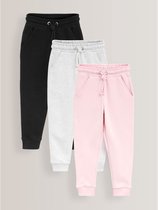 Next - Meisjes - Set van 3 joggingbroeken van zacht jersey met standaard pasvorm - Zwart