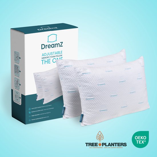 DreamZ® The One - 2 Hoofdkussens - Verstelbaar - Verkoelend - 50x70 cm - Voor rug-, zij- en buikslapers - 100 dagen proefslapen