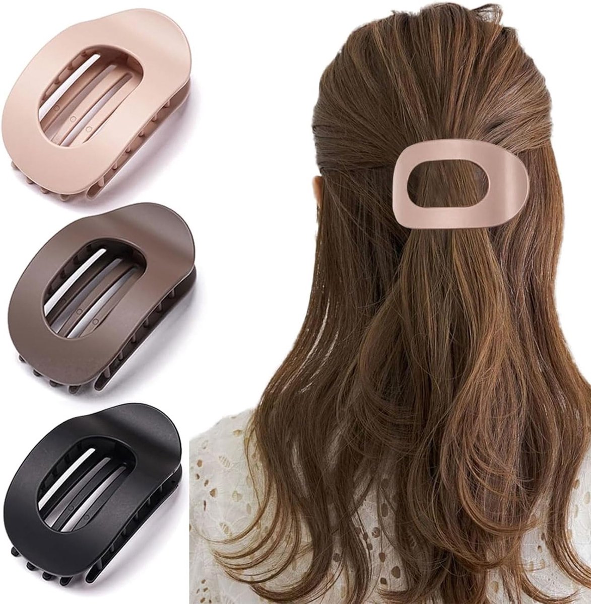 Set van 3 Platte Haarspelden voor Dikker en Dunner Haar - Matte Eendvormige Clips voor Stijlvolle Haarstyling