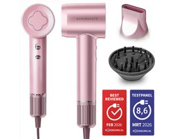 Sansbeauté® Föhn met Diffuser - Krullen - 110.000RPM - Ionische Haardroger met Borstel - 3 Standen - 3 Opzetstukken - Reisföhn - Sèche Cheveux - Krul Feun Set - Haarföhn met Defuser - Hair Blow Dryer - Kappersfohn - 2000W