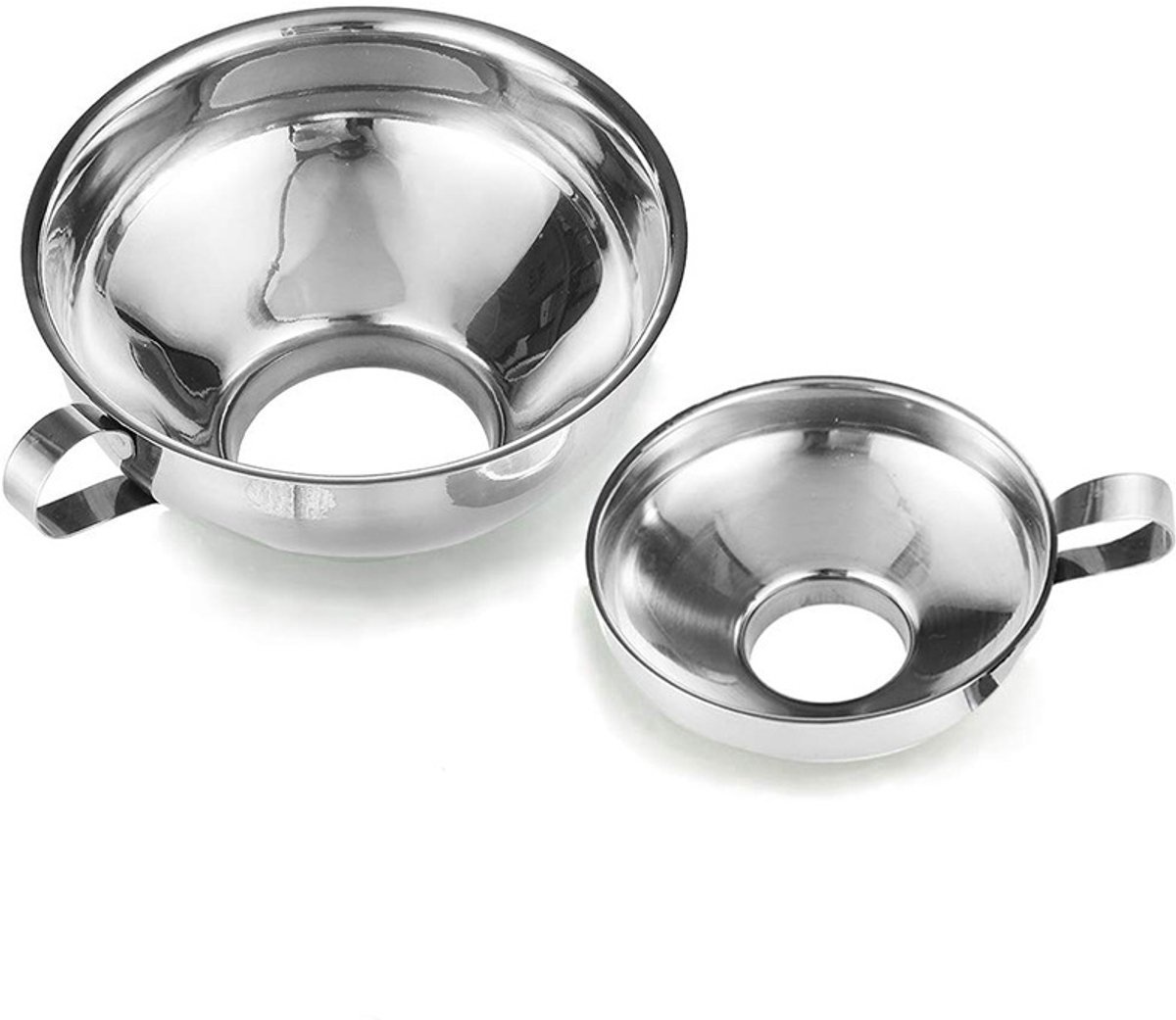 2 stuks trechter rvs - trechter keuken - Trechter - zeef - trechter rvs - 5.3cm/3.7cm - keukengereedschap - vaatwasserbestendig - voor Brede en Normale Potten - voor glazen flessen, kruidenpotjes - zilver