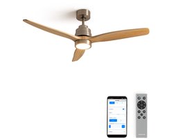 CREATE - Plafondventilator 40W silent (Ø112cm) 100% hout verschillende maten - Met licht LED - Met WiFi - WIND STYLANCE NATURAL WOOD