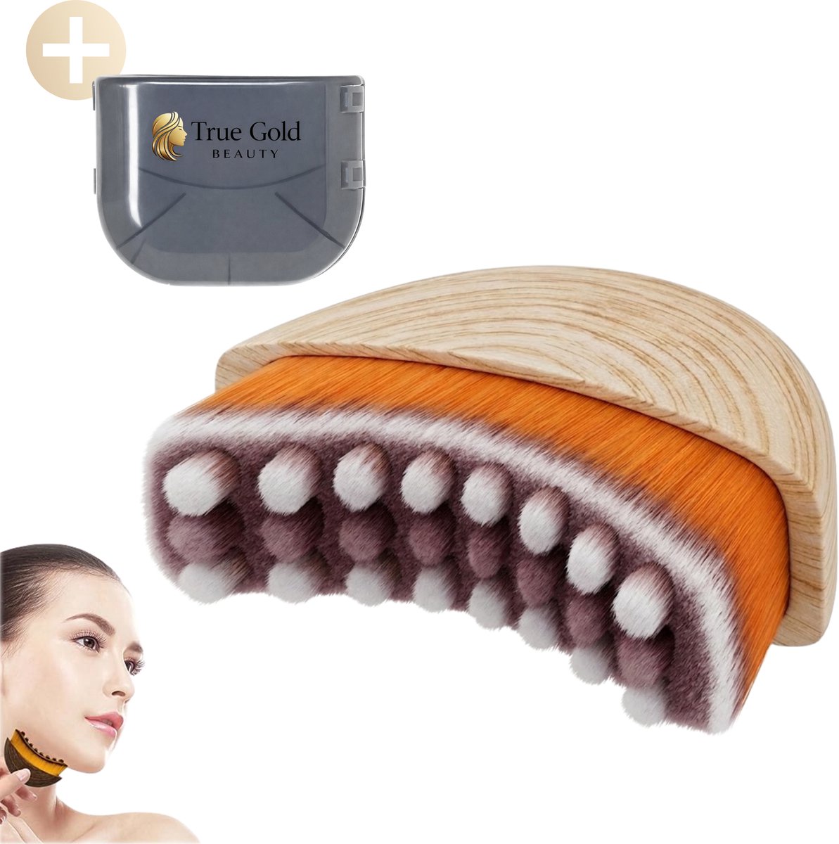 True Gold Beauty lymfe borstel gezicht - lymphatic face brush – dry brush – droogborstel – gezicht - anti rimpel - lymfatische borstel