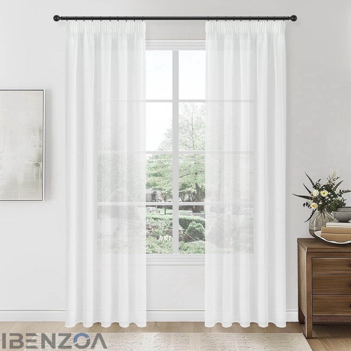 Ibenzoa Gordijn - Wit - 140x225 cm - Polyester - Schlaufenschal 2er Set