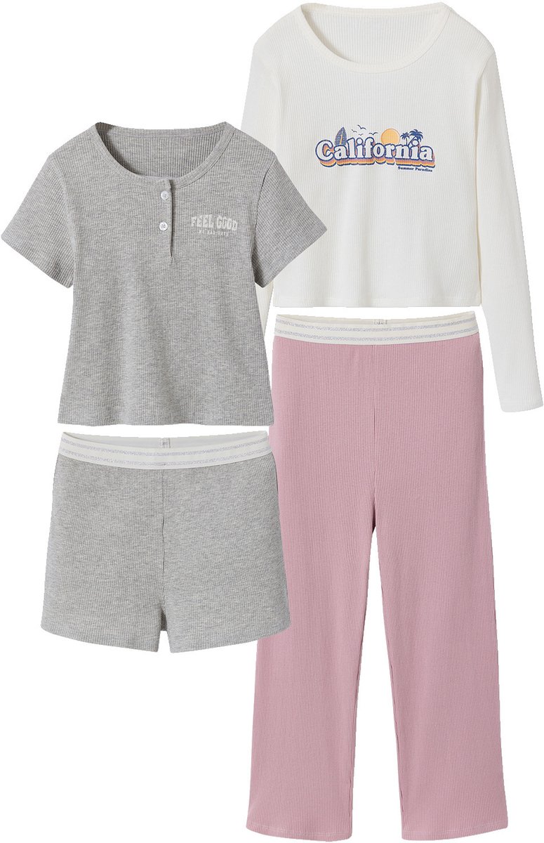 Jonen Set van 2 korte en lange pyjama's