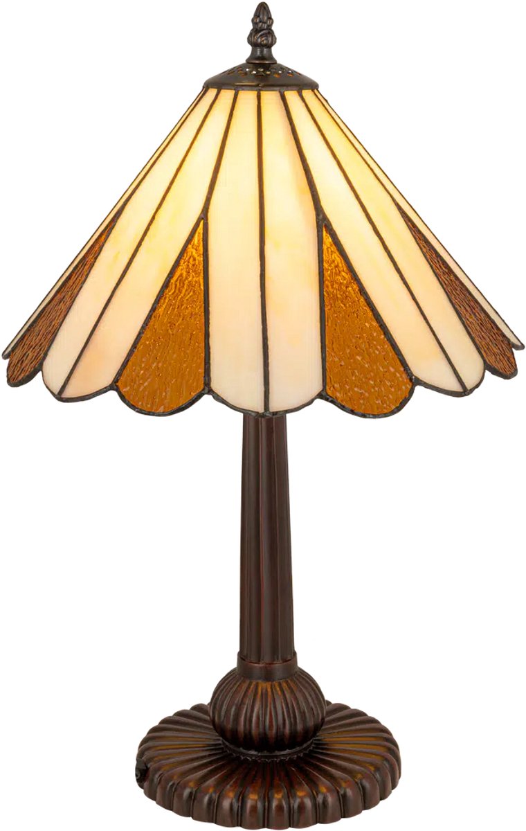 Tiffany tafellamp Klassiek – Crème-amber – Ø 30 cm – Glas in lood – Warm licht | RORUVERA