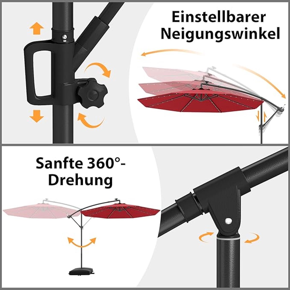 Zweefparasol Ø350 cm Hangparasol met Zwengel, UV-bescherming, Waterafstotend & Stevig Aluminium – Voor Balkon, Tuin, Terras, Strand en Camping – Afmetingen op aanvraag – Depauw
