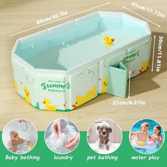 Foldable Bathtub, Portable Baby Bathtub, Large Baby Tub for 0-8 Years, with Bath Toy, Integrated Bathtub, 78 x 45 x 30 - ShopVlot — afbeelding 3