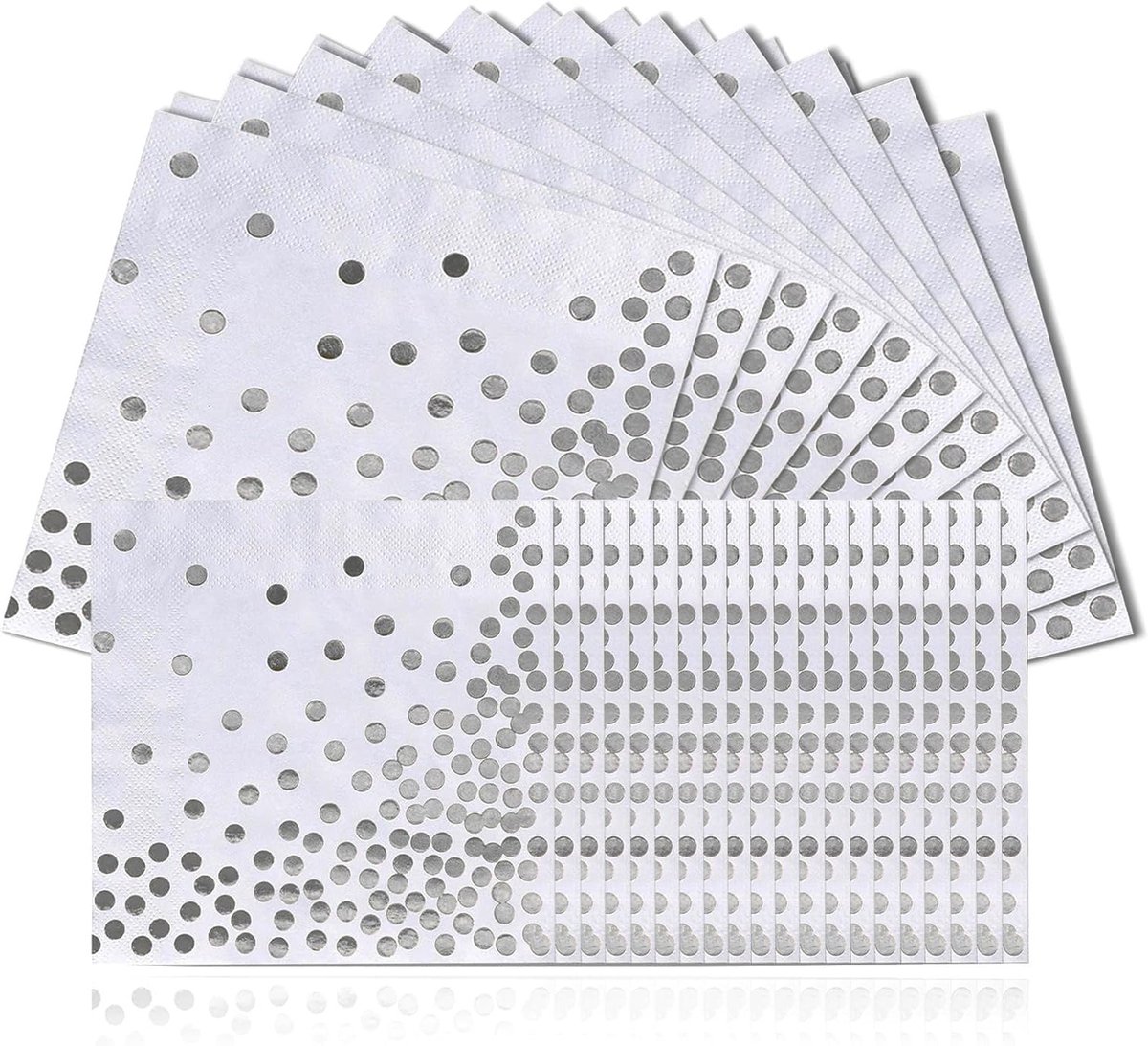 100 witte servetten met zilveren stippen voor verjaardagsfeesten, bruiloften en evenementen - 100 vellen, luxe decoratie, feestaccessoires
