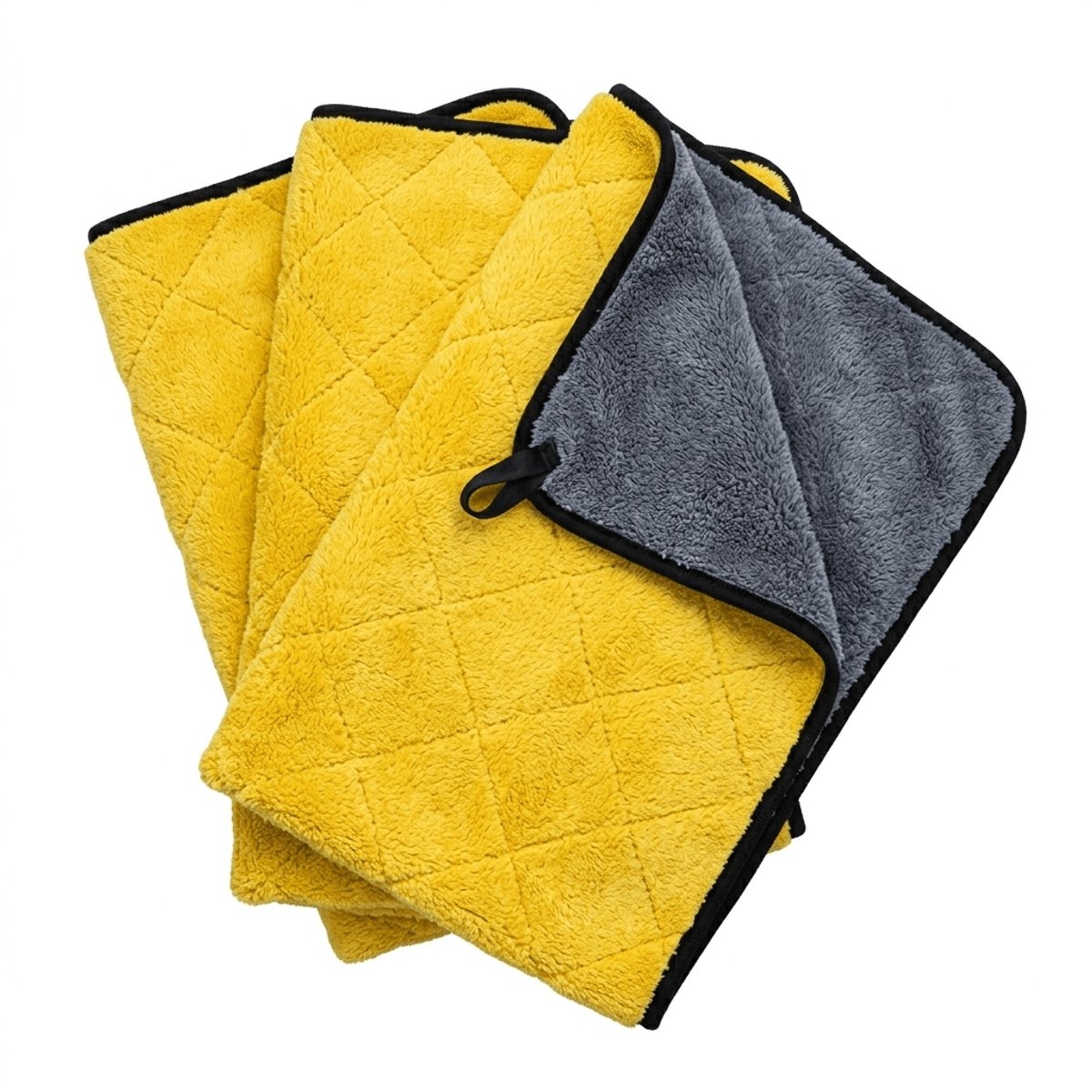 Glossio 3-pack Ultra Dry Microvezel Droogdoek Geel/Grijs 30x40cm 950gsm voor Snel en Vlekkeloos Drogen