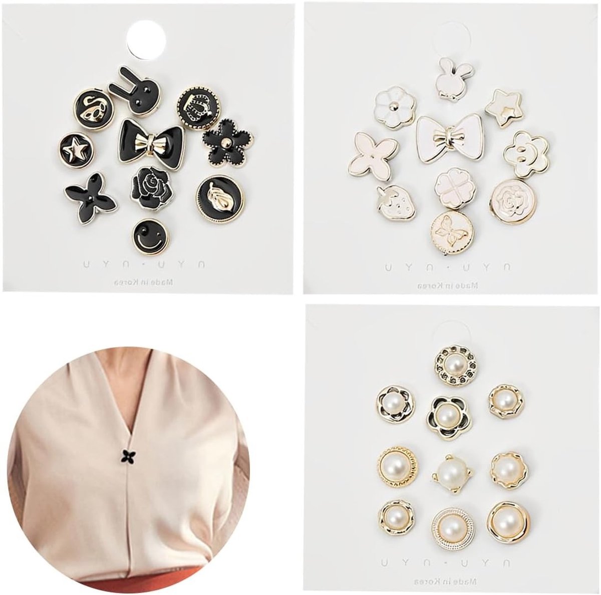 Set van 30 naadloze broches en knopen voor jeans, shirts en veelzijdige kledingaccessoires