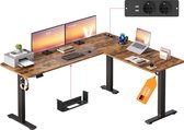 VASAGLE - Bureau - L-vormig Hoekbureau - In Hoogte Verstelbaar - Met Oplaadstation - 190 x 155 cm