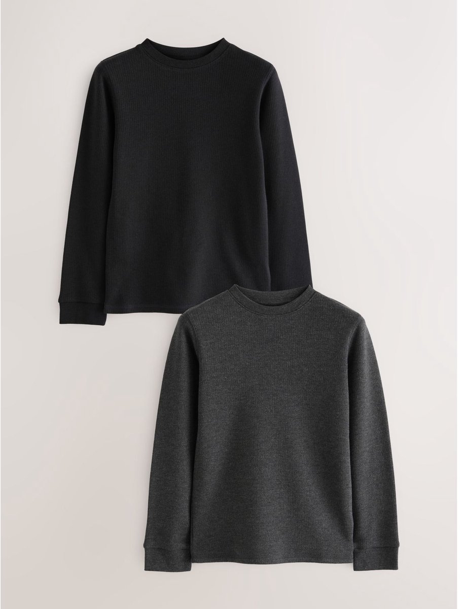 Next - Jongens - 2 -pack thermische tops met lange mouwen - Zwart