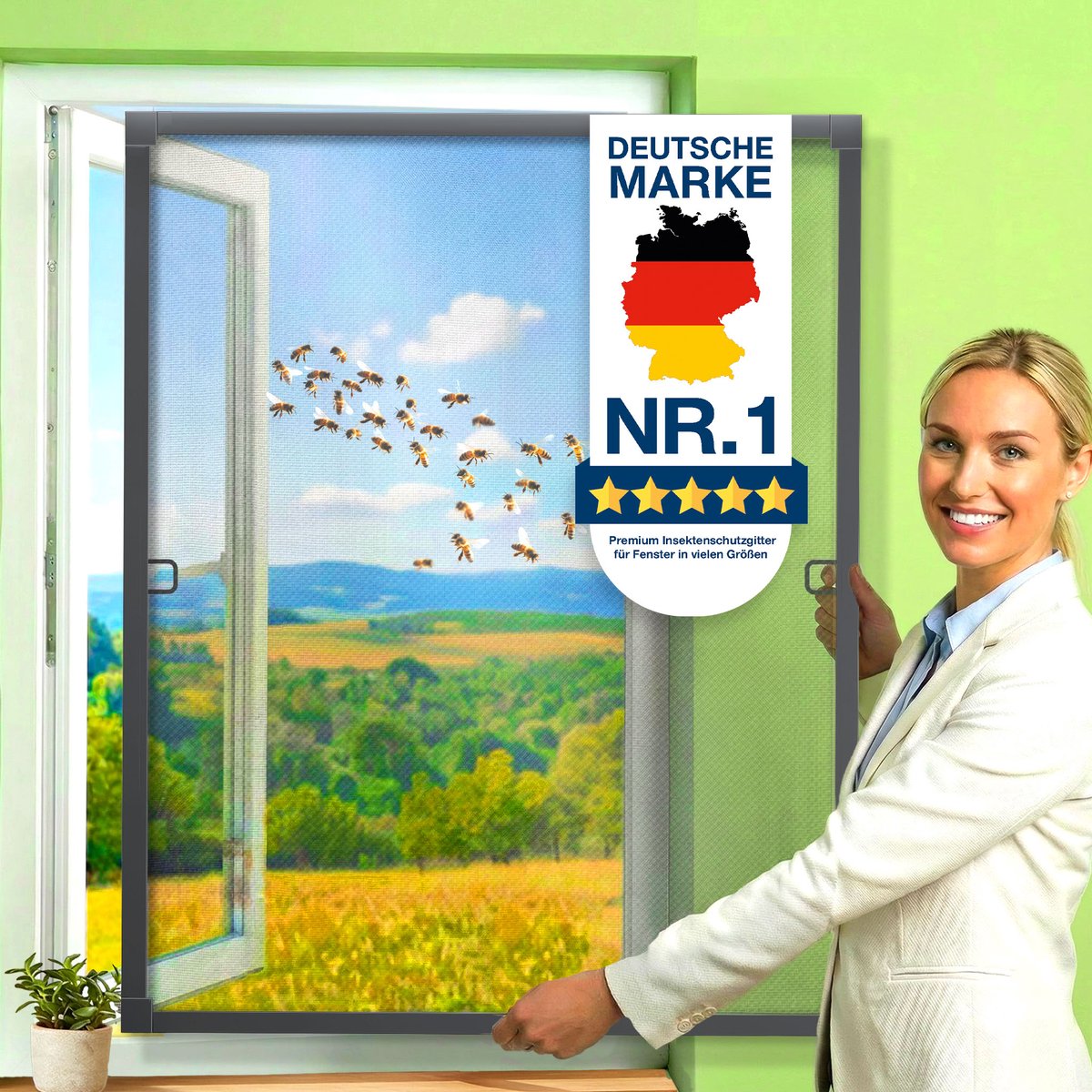 KESSER® Raamhorren voor ramen met aluminium kozijnen Vliegenhorren Vliegenbescherming Insectenwering