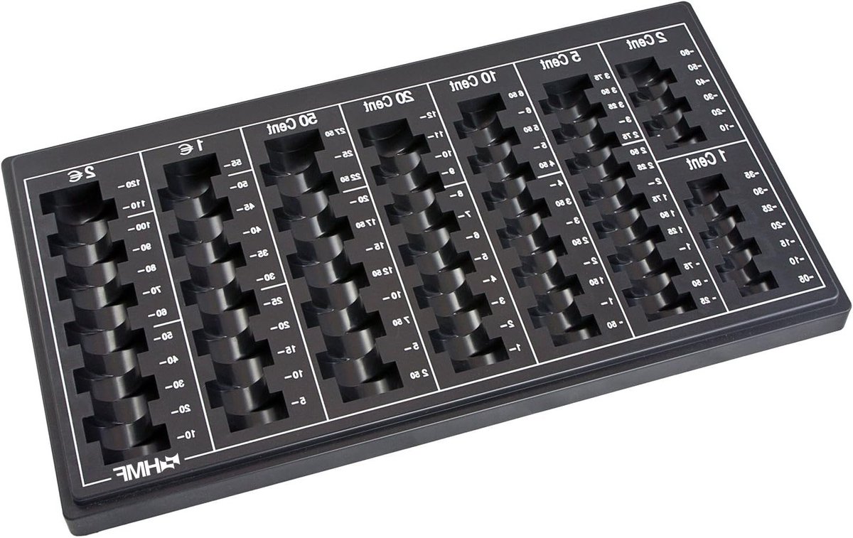 Euro muntensorteerder met opbergvak voor 33 x 18,5 x 2 cm, zwart - Efficiënt, compact en handig voor munten