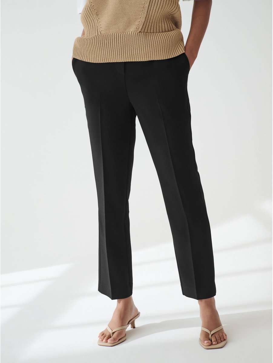 Next - Dames - Tailored Elasticated Back Straight Leg Trousers - Zwart