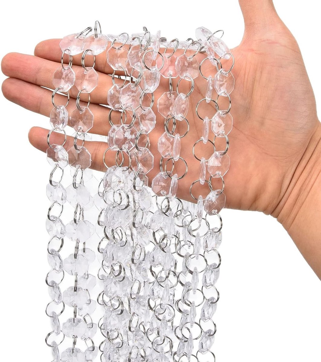 Octagonale Kralenketting van 14mm - Acryl, Kristal en Parel - Perfect voor Verjaardagen, Bruiloften en Feestdecoraties