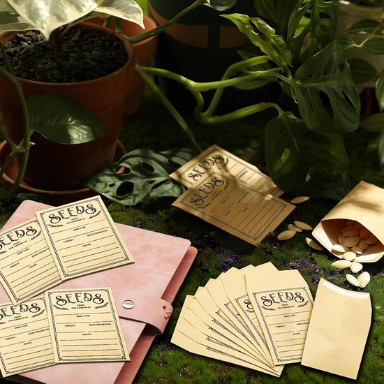 Zaden Opbergset - Zaad Enveloppen - Tuin Zaden Organiseren - Vochtresistente Enveloppen - 100 Stuks - Roze — afbeelding 2