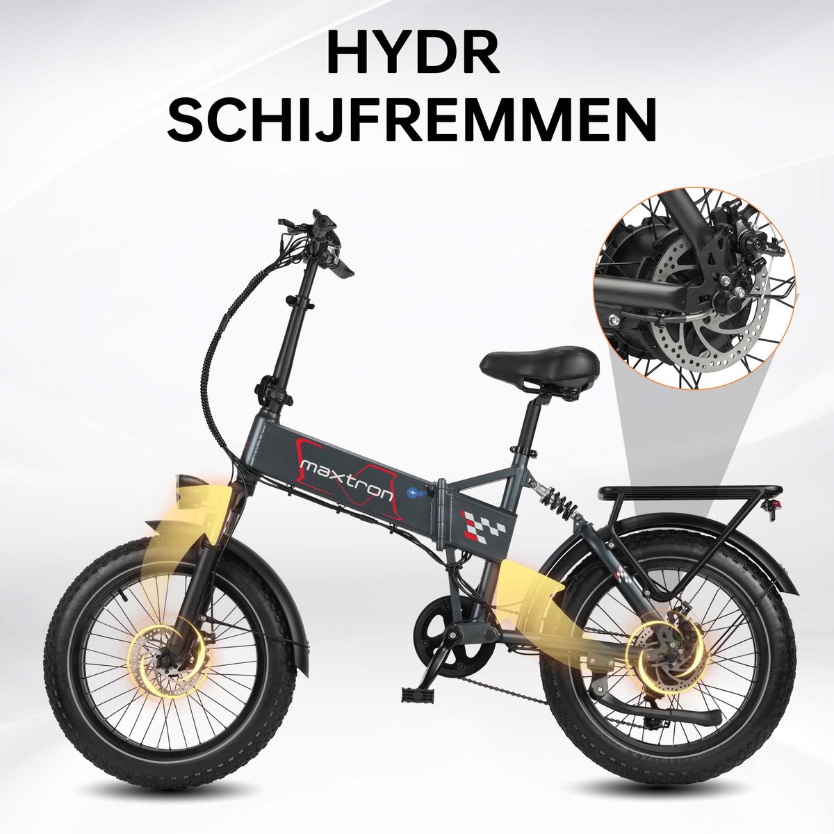 vankel Polaris Elektrische Fiets – Opvouwbare E-bike – 20×4.0 Inch Fatbike – 48V 13Ah Accu – Actieradius tot 45 km – Mechanische Schijfremmen – Stadsfiets – Max. Belastbaar 120 kg – Grijs – foto 3