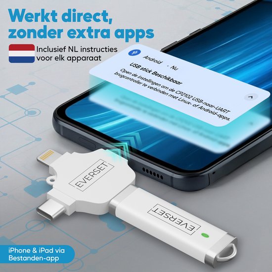 4 in 1 USB Stick 512 GB – Universeel voor iPhone, Android, Samsung ...