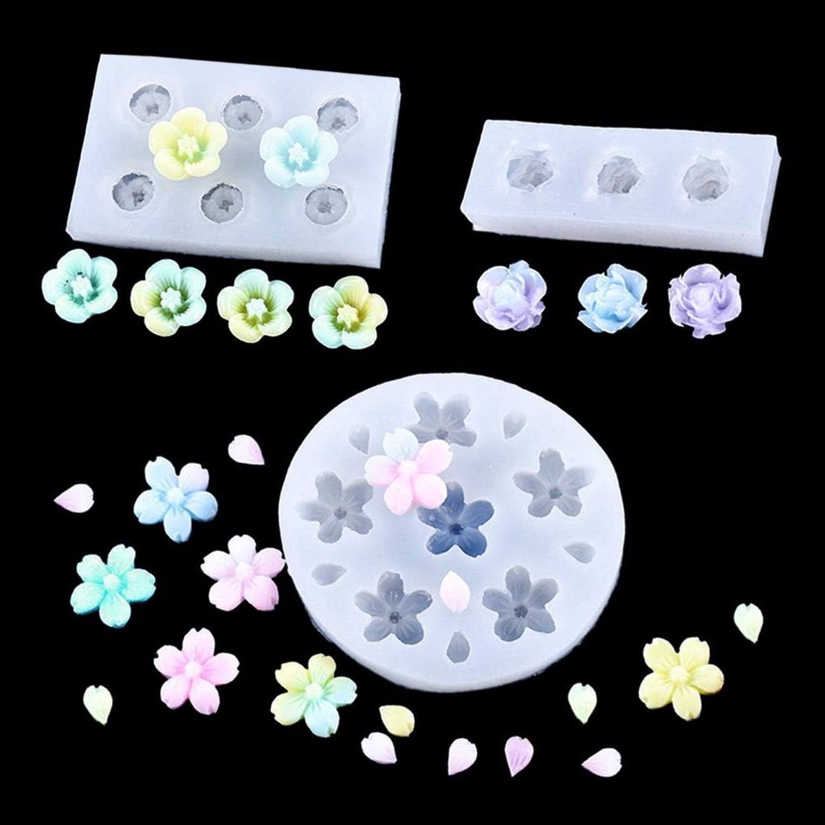 Hars Bloem Mallen - Sieraden Mallen - DIY Sieraden Maken - 3D Bloem Vormen - Mini Formaten