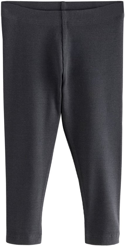 Donkergrijze geribbelde legging.