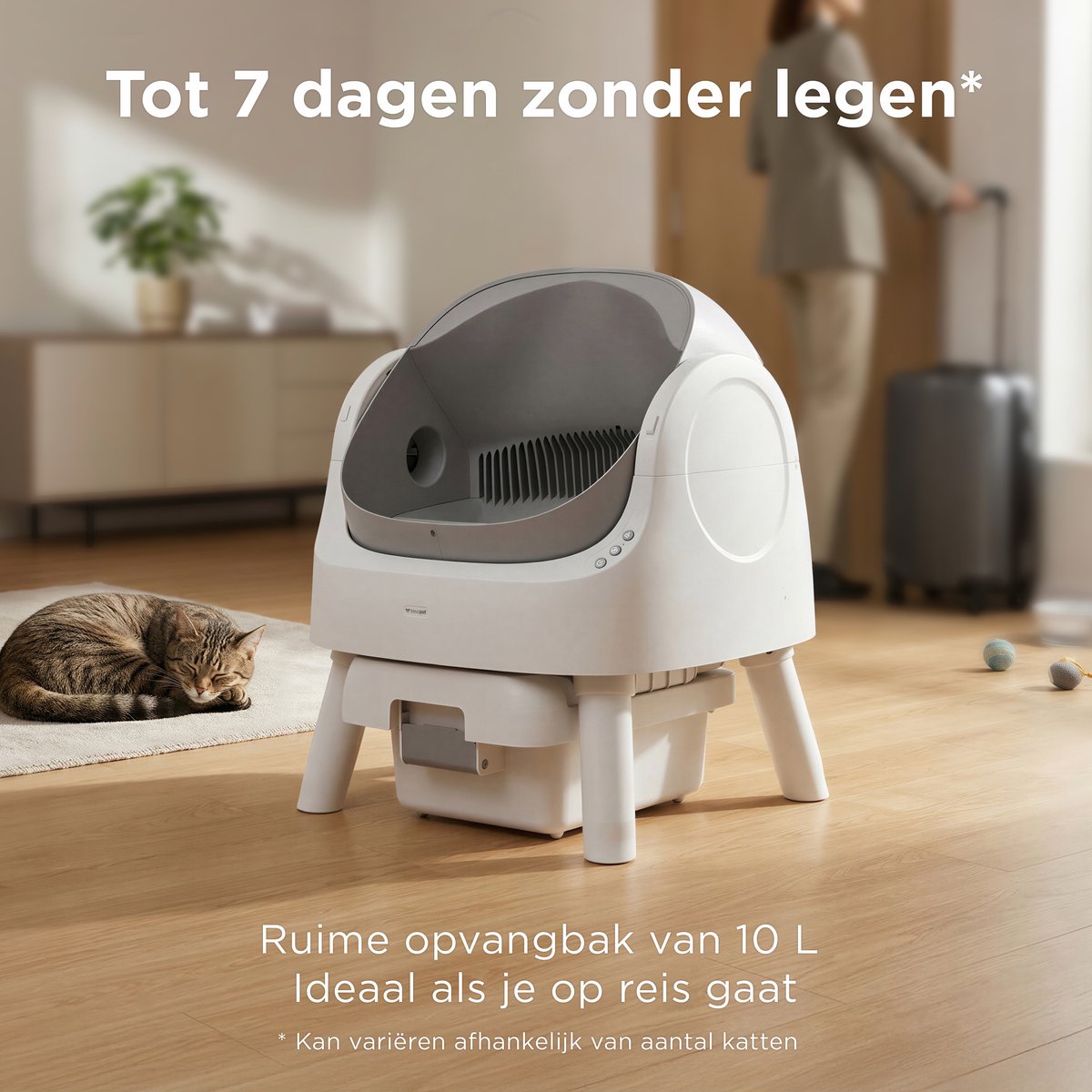 TrevoPet Automatische Kattenbak - Zelfreinigend & Veilig - Wit & Grijs thumbnail 6