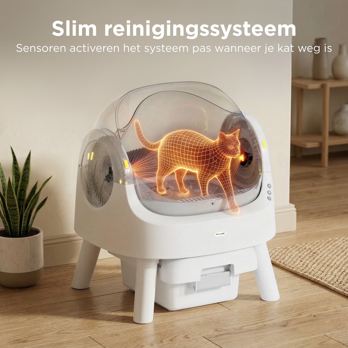 TrevoPet Automatische Kattenbak - Zelfreinigend & Veilig - Wit & Grijs thumbnail 3