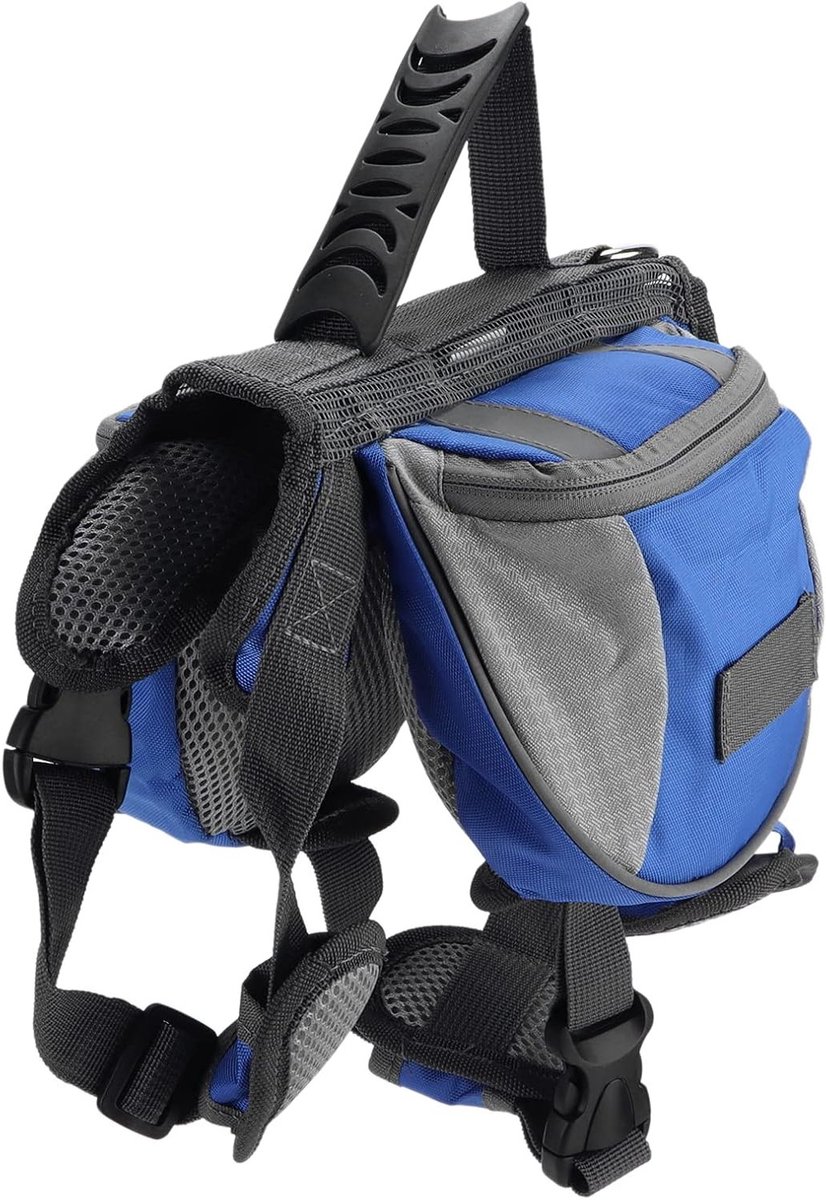 Nylon Hondenrugzak voor Reizen en Kamperen - Reflecterend en Ademend met Extra Opbergtas voor Honden (M)