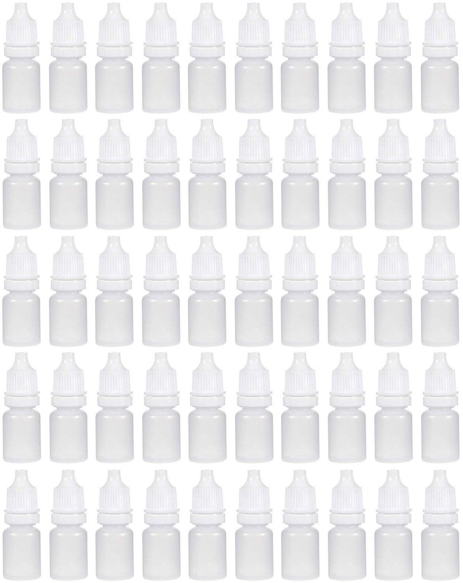Allecto - 50pcs 2ml Lege Flessen - Herbruikbaar - Ideaal voor Reizigers - Wit - Geschikt voor Olie en Oogdruppels - Praktisch en Handig