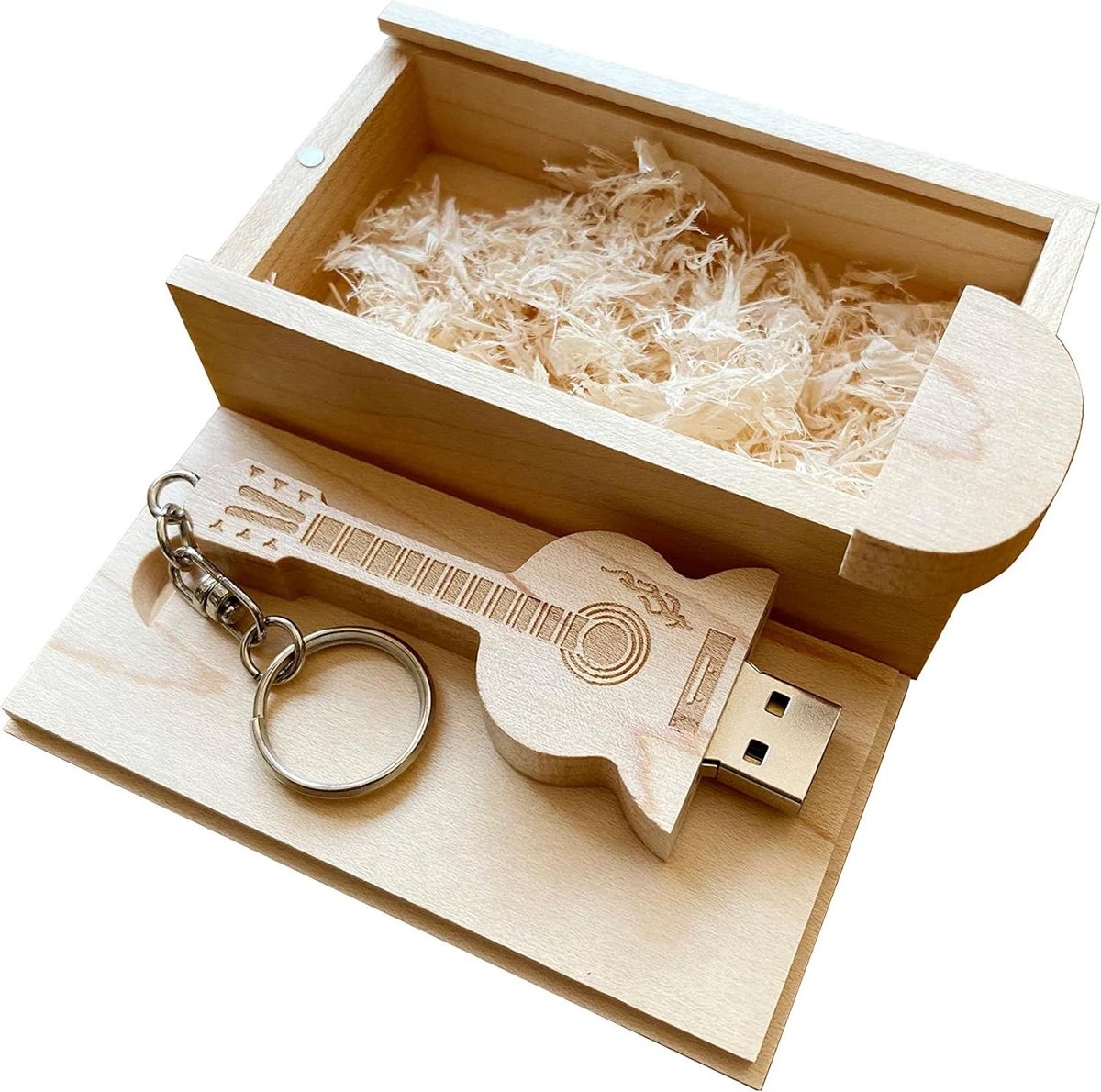 Gitaar USB Stick - Muziek Flash Drive - Bestanden Opslaan - Esdoornhouten Behuizing - 32GB - Bruin