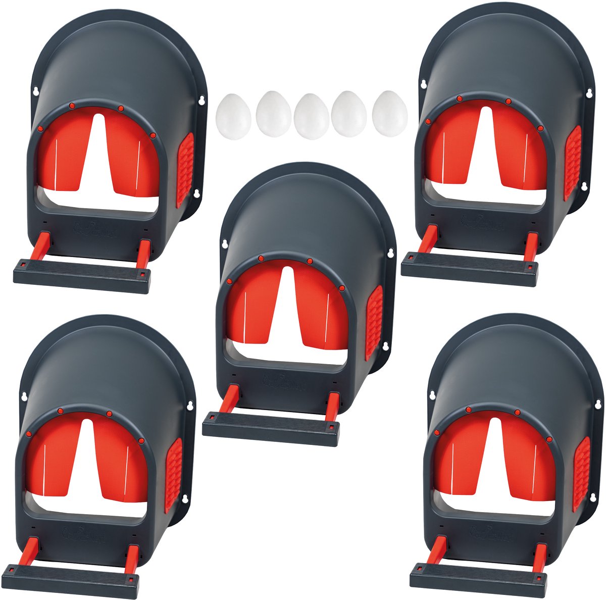 Legenesten voor kippen in antraciet/rood - MyCozynest - 5 STUKS - Legenest voor maximaal 5 kippen voor wandmontage - Kippennest - Pluimveennest