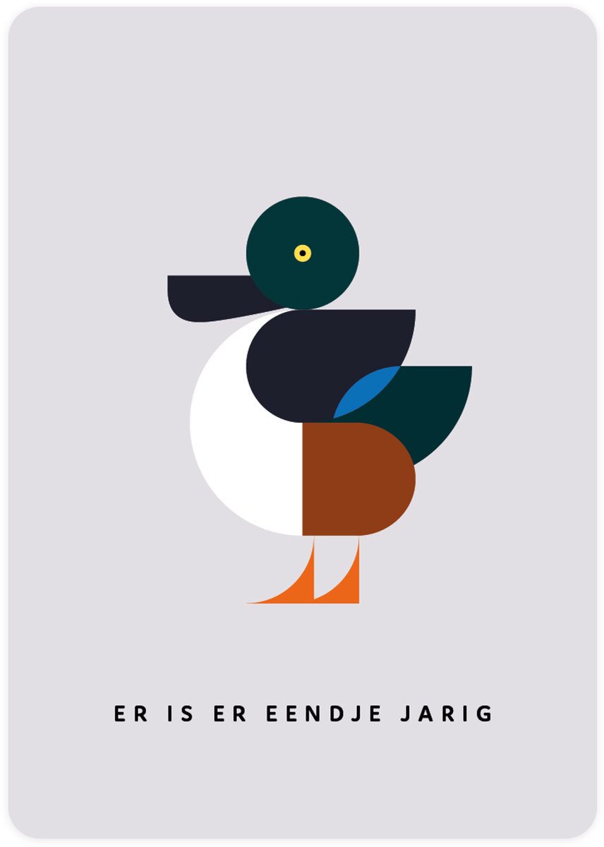Er is er eendje jarig - 4x leuke verjaardagskaarten om te versturen - kaartenset - kaart met Slobeend - vier kaarten met vogels